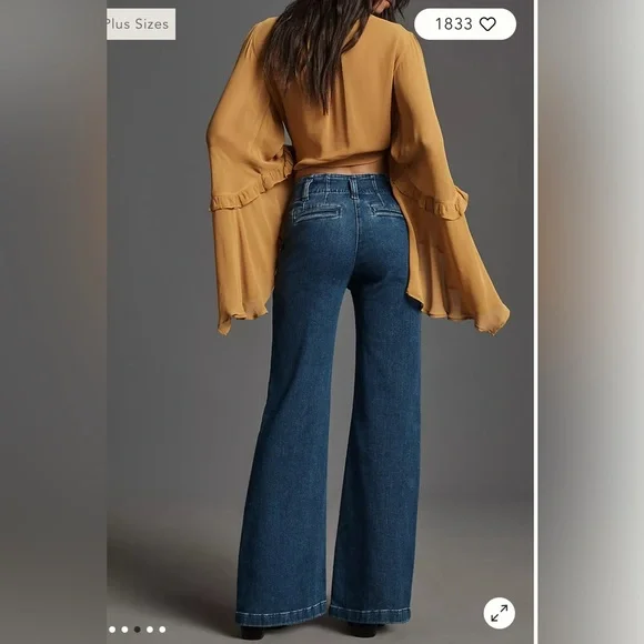 NWT Anthropologie The Naomi High-Rise Wide-Leg Jeans by Maeve size 28 petite - Picture 2 of 14